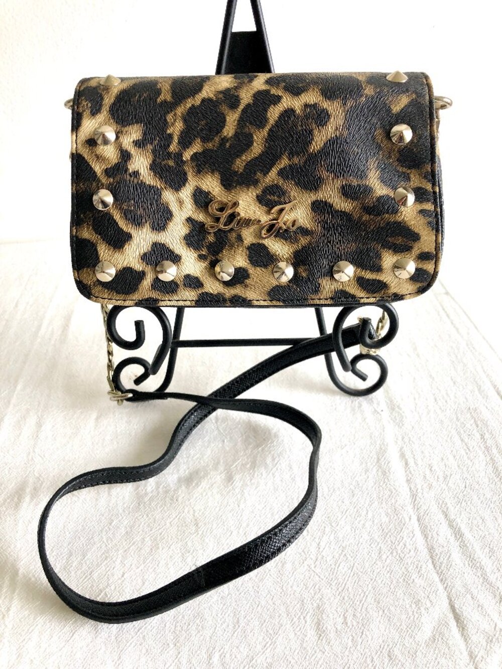 Liu Jo RARE Vintage Leopard Print Cross Body Mini Purse with Gold Toned Chain